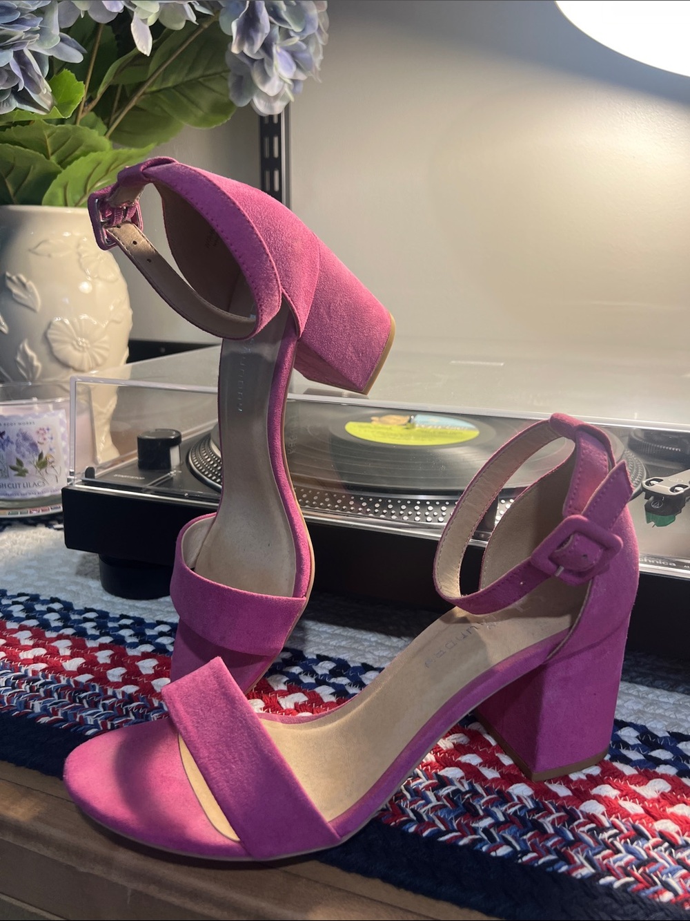 CL by Chinese Laundry Pink Block Heel Sandals with Ankle Strap